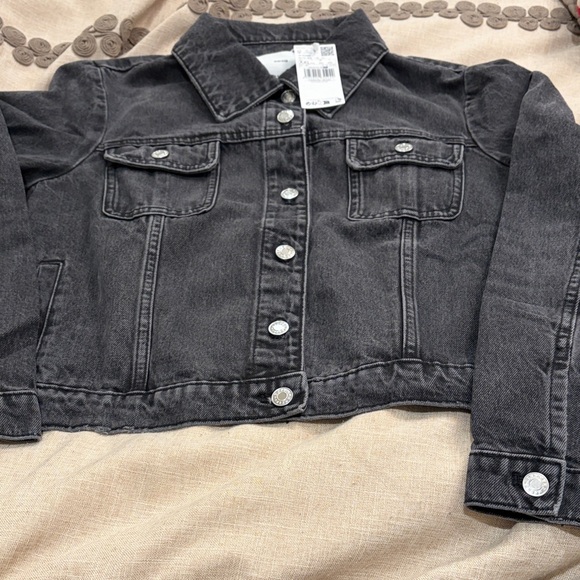 Mango Black Pocketed Denim Jacket/NWT/XXL - Picture 8 of 15